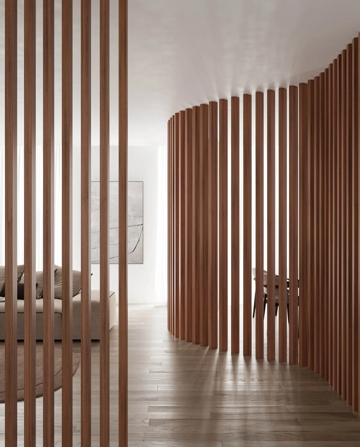 Claustra en lames de bois orientables